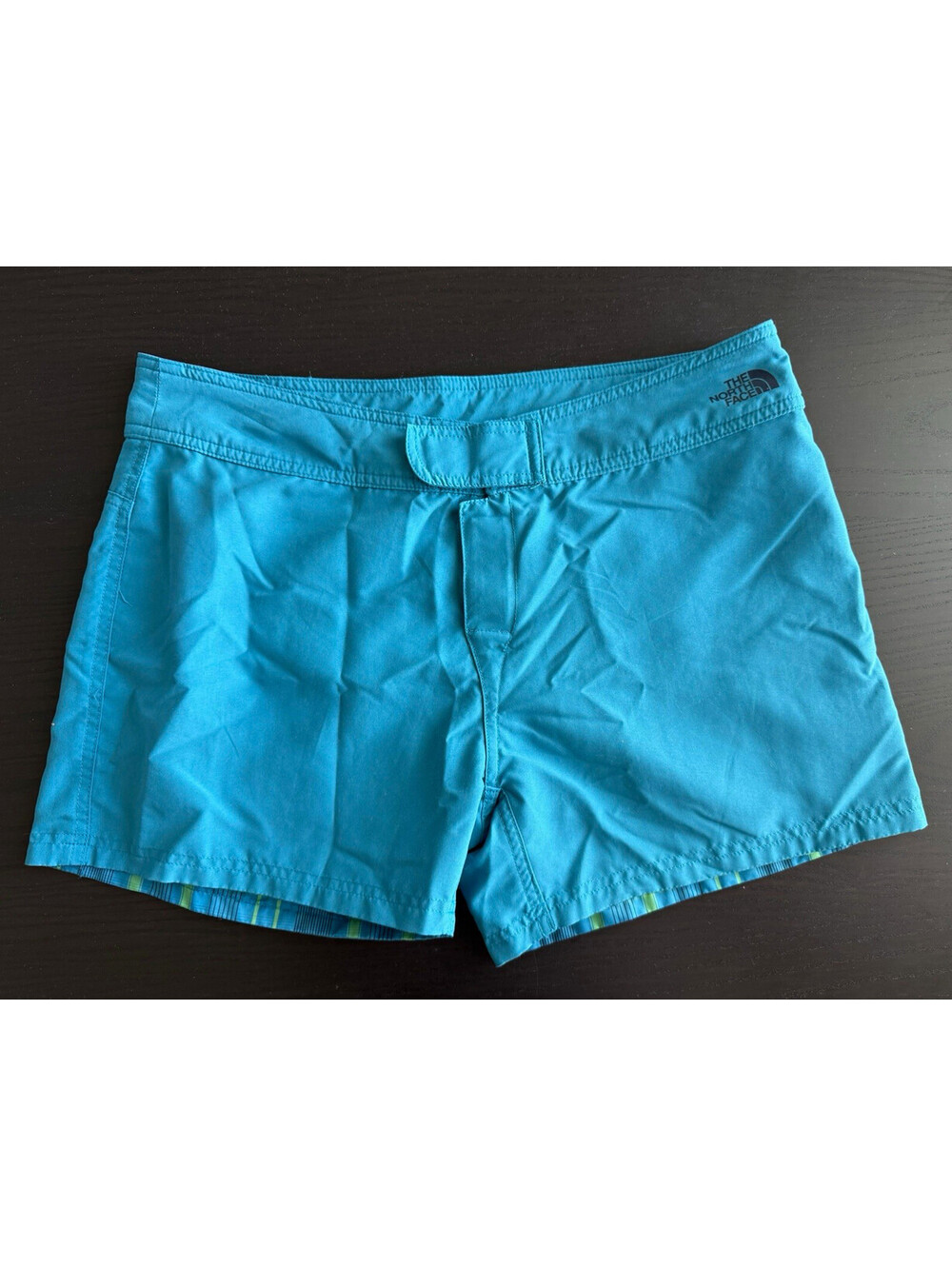 The North Face Reversible Board Shorts Womens Size 12 Turquoise Plaid 2-in-1